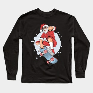 Christmas santa claus skateboard hypster Long Sleeve T-Shirt